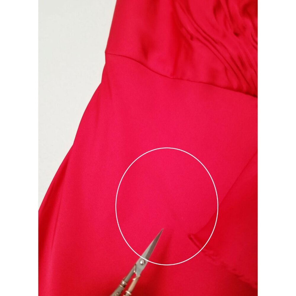 Mac Duggal Red Satin Ruffle Asymmetric Gown Maxi Dress Cocktail Party 67815 $338 - Picture 16 of 16